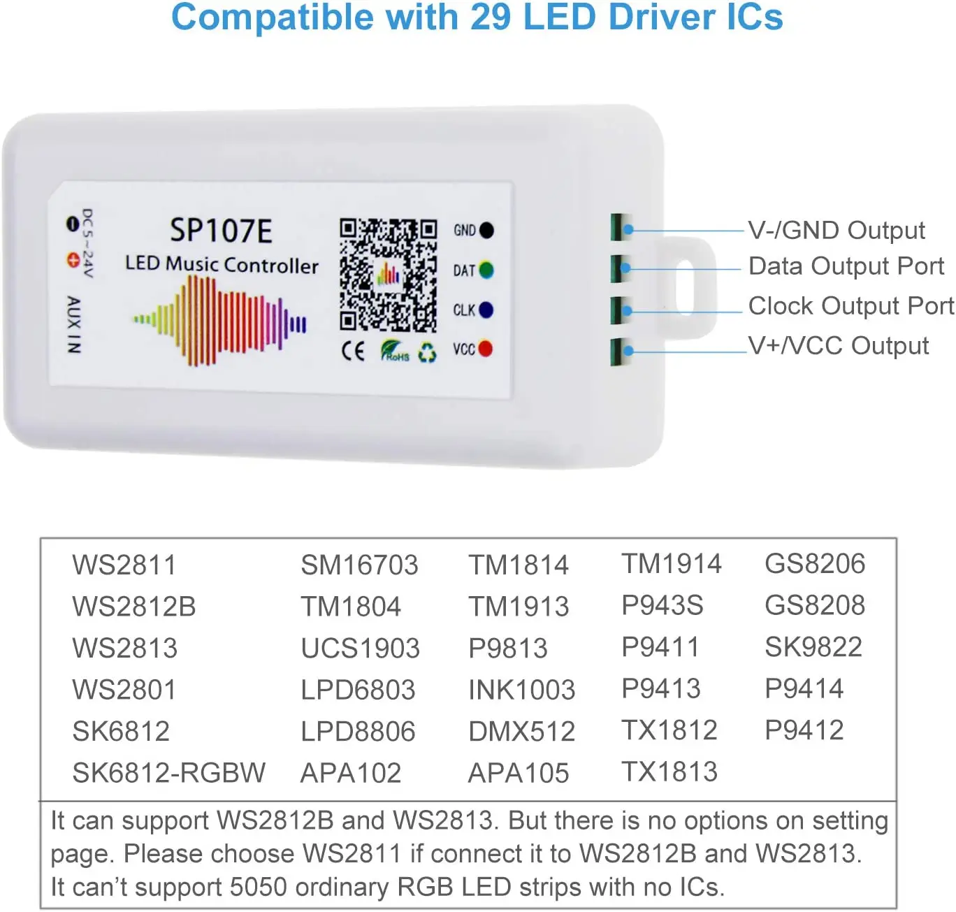 Esann SP107E Программируемый RGB синий зуб приложение Музыка Led пиксель света полоса контроллер для WS2812 WS2801 сон цвета светодиодной