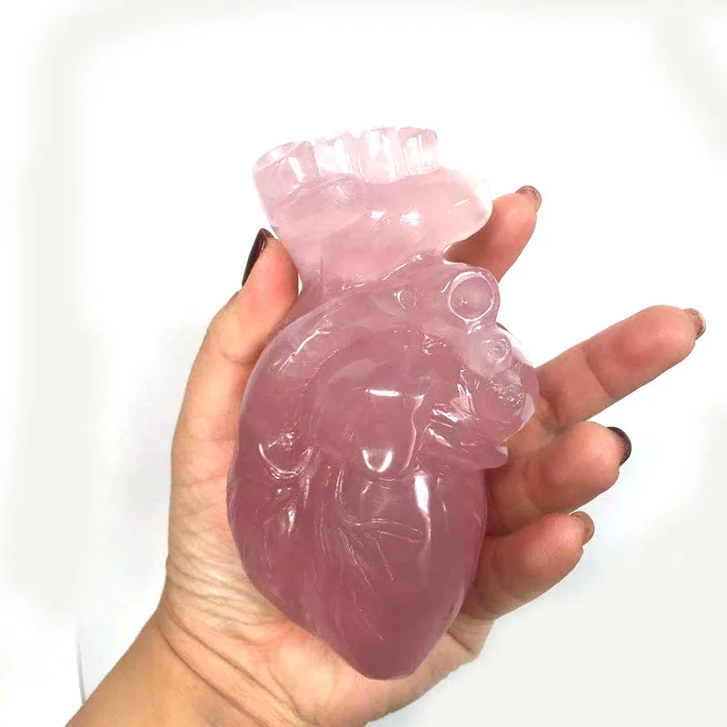 Wholesale Natural Hand Carved Heart Human Heart Crystal rose quartz human Heart for Collection