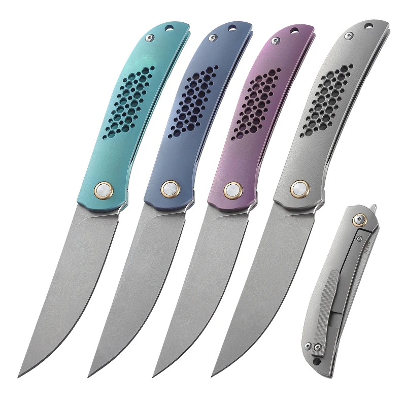 High-End Lightweight S35VN Steel Camping Knife Pocket-Sized Folding outdoor Survival EDC Knife with Titanium Alloy Handle