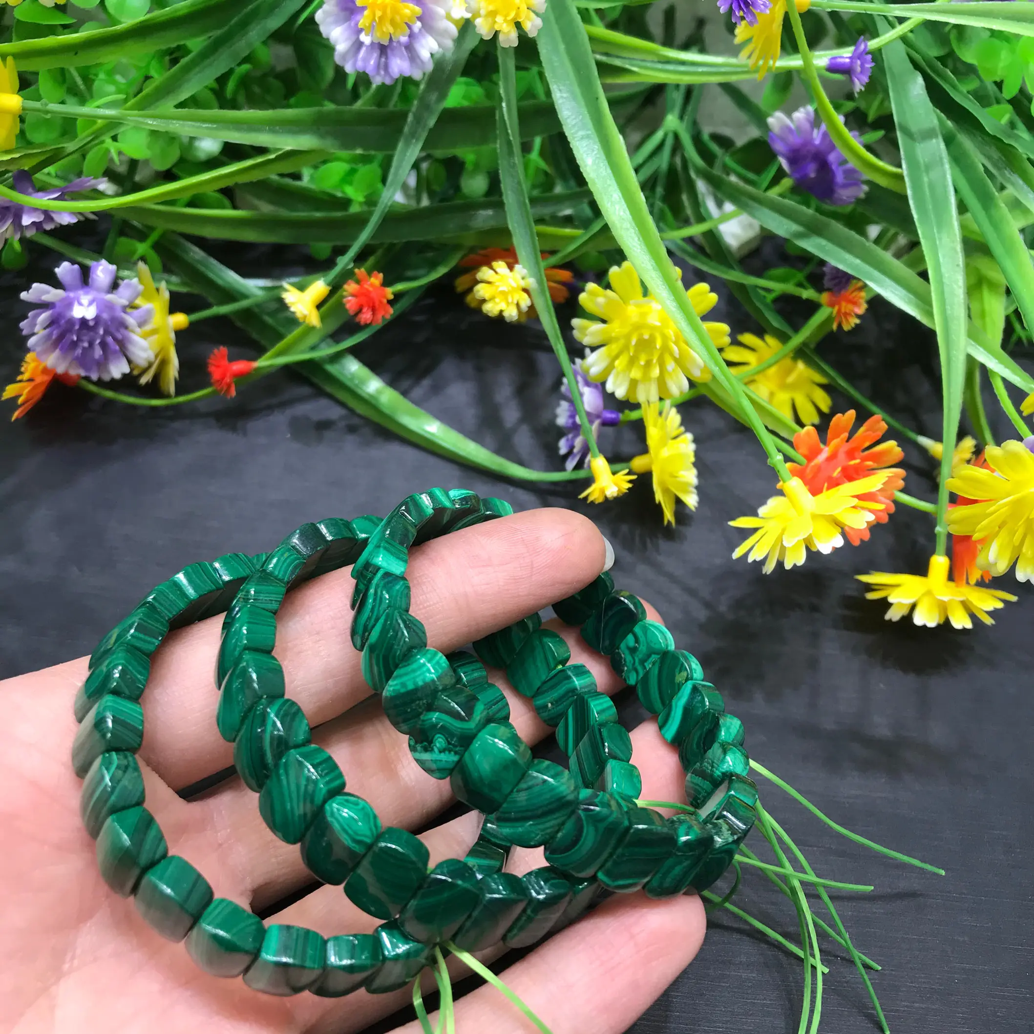 Natural High Quality Malachite Crystal Square Bracelet For Decoration