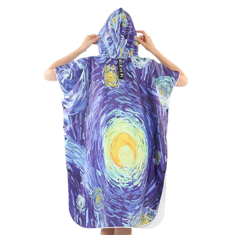 LISO Wholesale Custom Beach Towel Sublimating Printed Hooded Changing Robe Swimming Pool Change Beach Surf Poncho