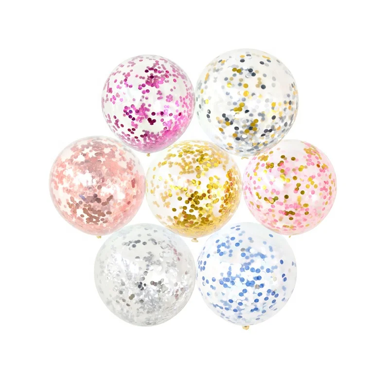 12inch 2.8g MS-TM-12 Transparent Mix Color Round Confetti  Balloons 100pcs per bag For Wholesales Party Birthday Decoration Etc.