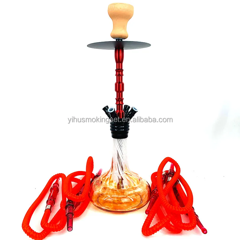 Wholesale Hookah New Design High Aluminum Alloy Glass Bowl Set with Four Pipes of