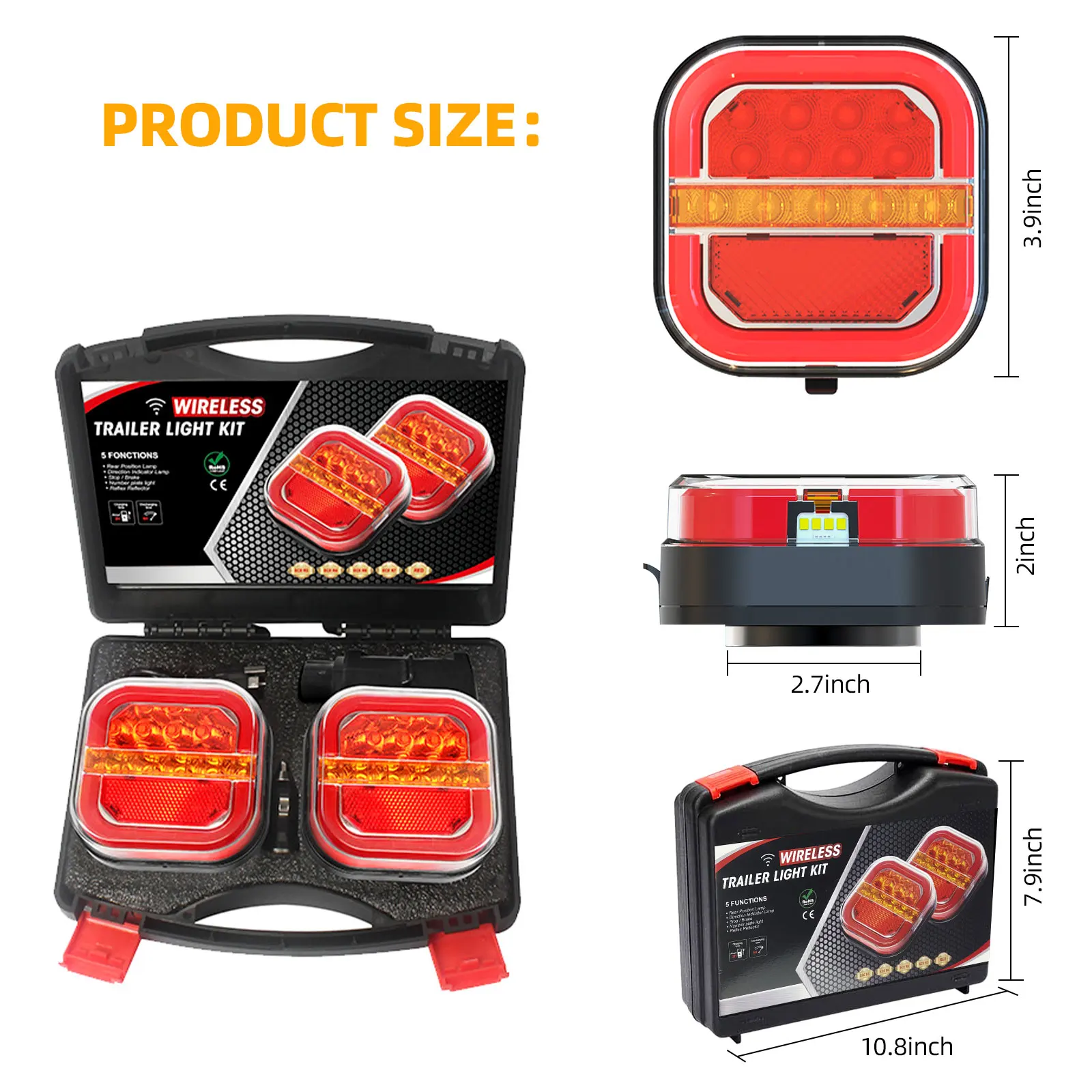 12V para camion side indicator marker grow combination with housing heavy reverse dynamic light truck magnetic led wireless tail