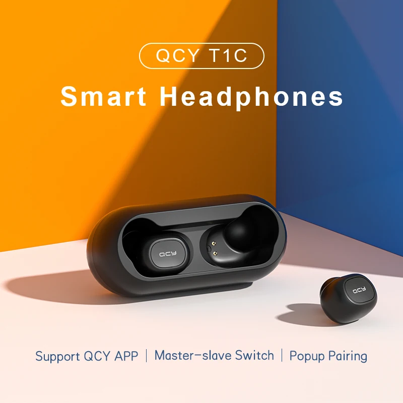Оригинальная беспроводная гарнитура QCY T1C QS1 TB 5 0 3D стерео TWS двойной микрофон HD для звонков пользовательское приложение