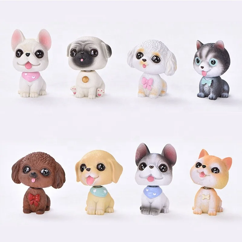 Cute Resin Animal Bobble Head Puppy Car Dashboard Toys Nodding Head Doll Anime Miniature Figure Bobblehead Dog