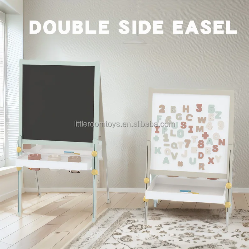 Littleroom Wooden Multifunction Magnetic Drawing Blackboard Whiteboard Double Sided Early Education Learning Toys For Children