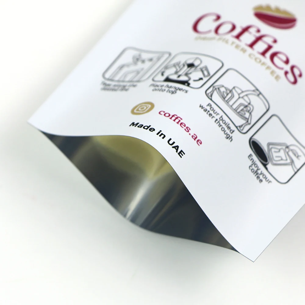 Customized Printed Coffee Envelopes Aluminum Foil Three 3 Side Seal Bag Drip Coffee Bag Packaging With Logo