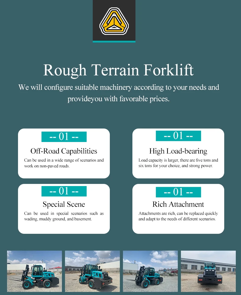 4x4 forklift hot sale powerful 7 ton all rough terrain forklift with ROPS cabin