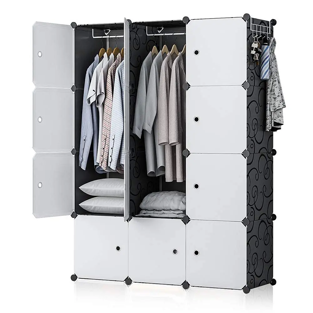 plastic wardrobe Large Cube Storage with Doors Deep Stacking Storage Shelf Clothes Vertical Cube Organization Cabinet