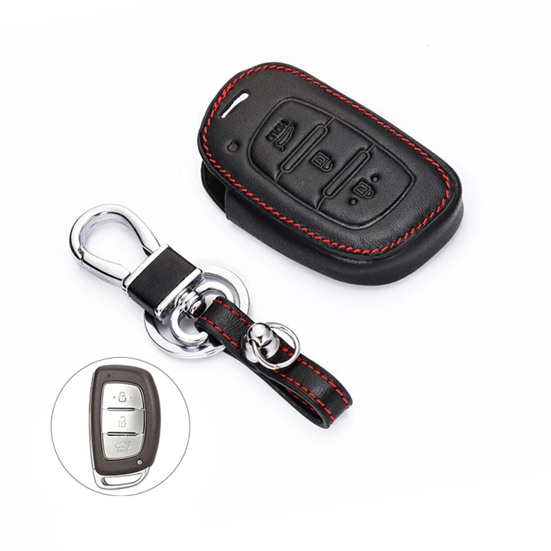 Leather Car Key Cover Smart Remote Fobs Case Auto Accessories For Hyundai 2018 2019 Sonata Elantra IX35 i10 i20 i40 Tucson Ioniq