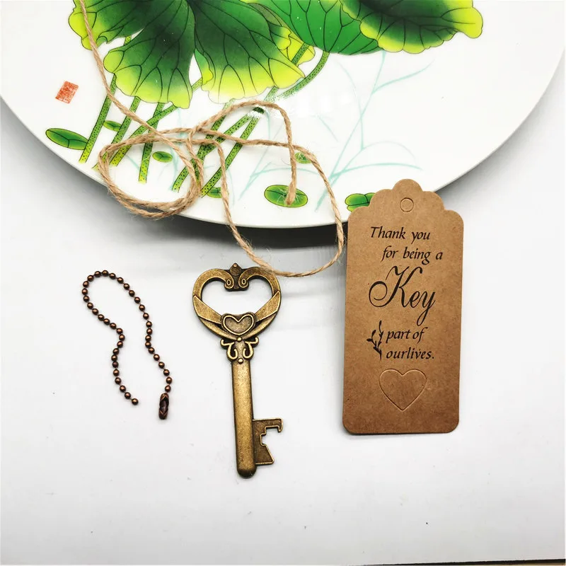50pcs/bag Wholesale Creative Items Heart Shape Retro Gifts Wedding Favors Key Bottle Opener