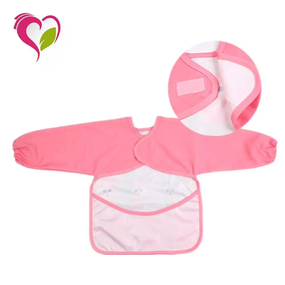 Custom Printing 2 Layers Baby Bibs Organic Cotton Long Sleeve Baby Bibs 100% Polyester Baby Bib Long Sleeve