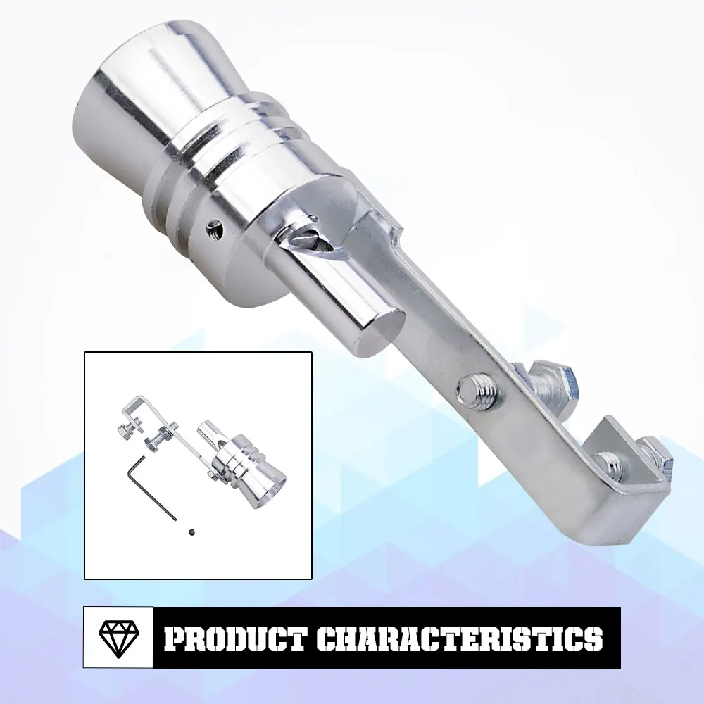 Universal Turbo Sound Simulator Whistle Car Exhaust Pipe Whistle Vehicle Sound Muffler S/M/L/Xl Silver Black