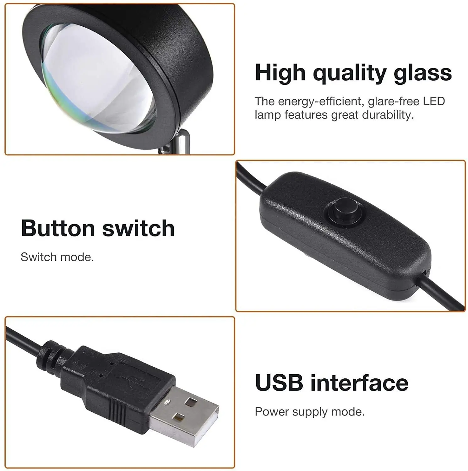 Ночник с USB-зарядкой и вращением на 180 градусов Радужный Светодиодный проекционный светильник закатом настольная лампа для гостиной спальни Декор