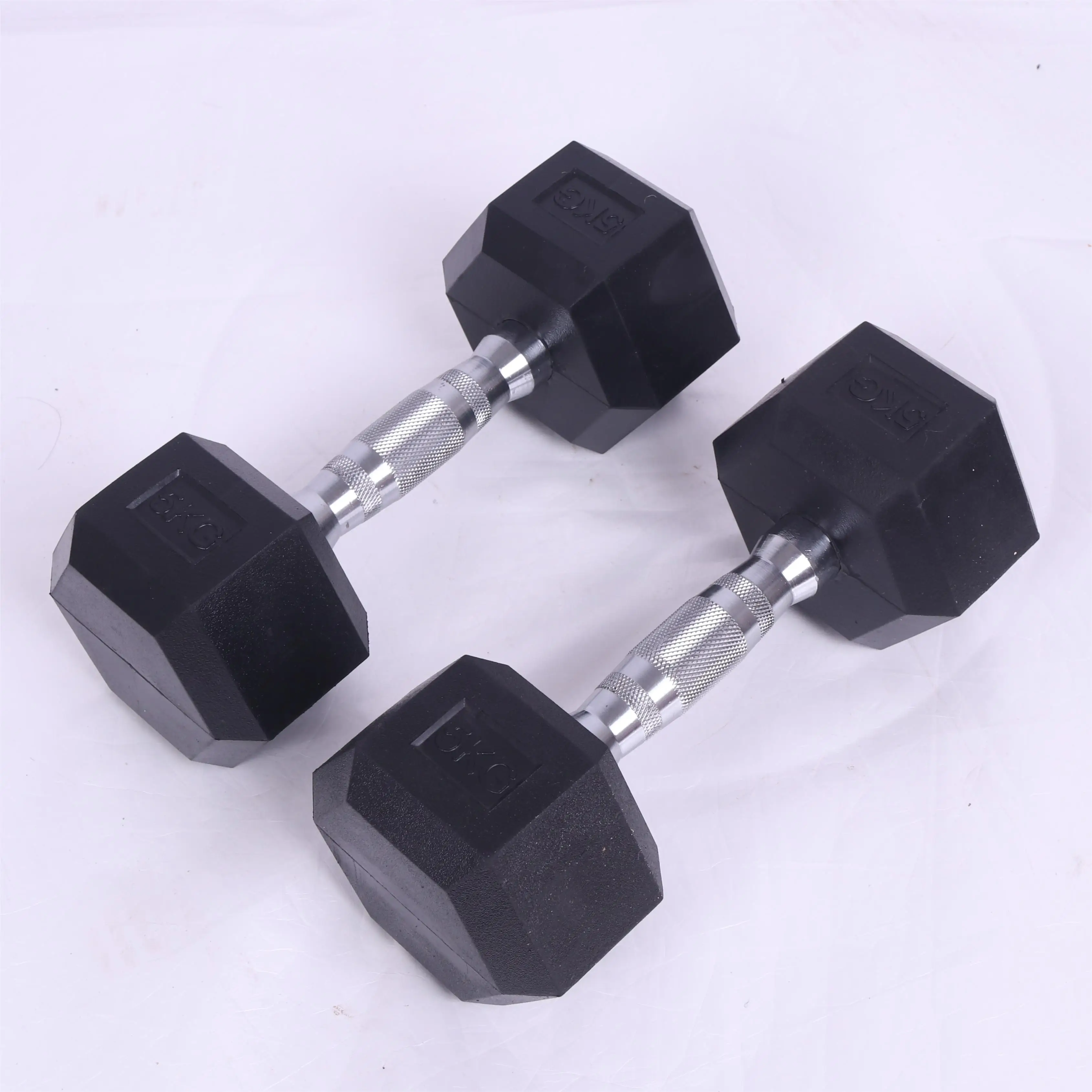 manufacturers direct selling black training cast iron rubber hex hexagonal dumbbells for student