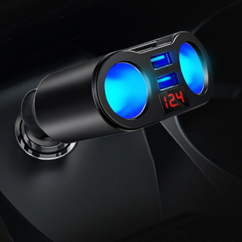 Display Auto-ID Aluminum Alloy Case Metal Dual Port Smart USB Car Charger