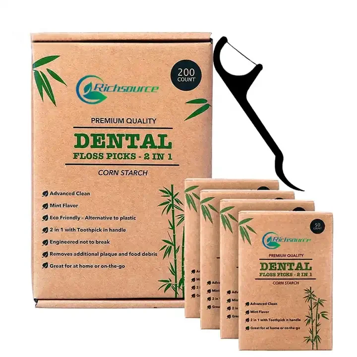 New Disposable Natural Biodegradable Toothpicks Oral Care Eco Friendly Dental Floss Pick