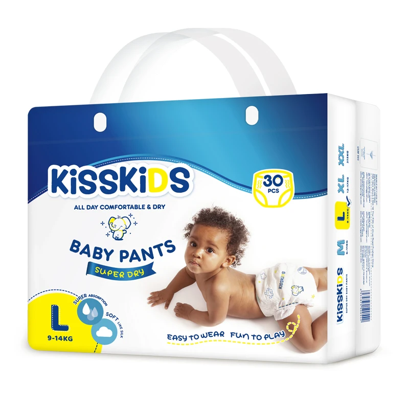 Kisskid цена ребенка хлопоковые одноразовые брюки оптовая продажа пеленки младенца
