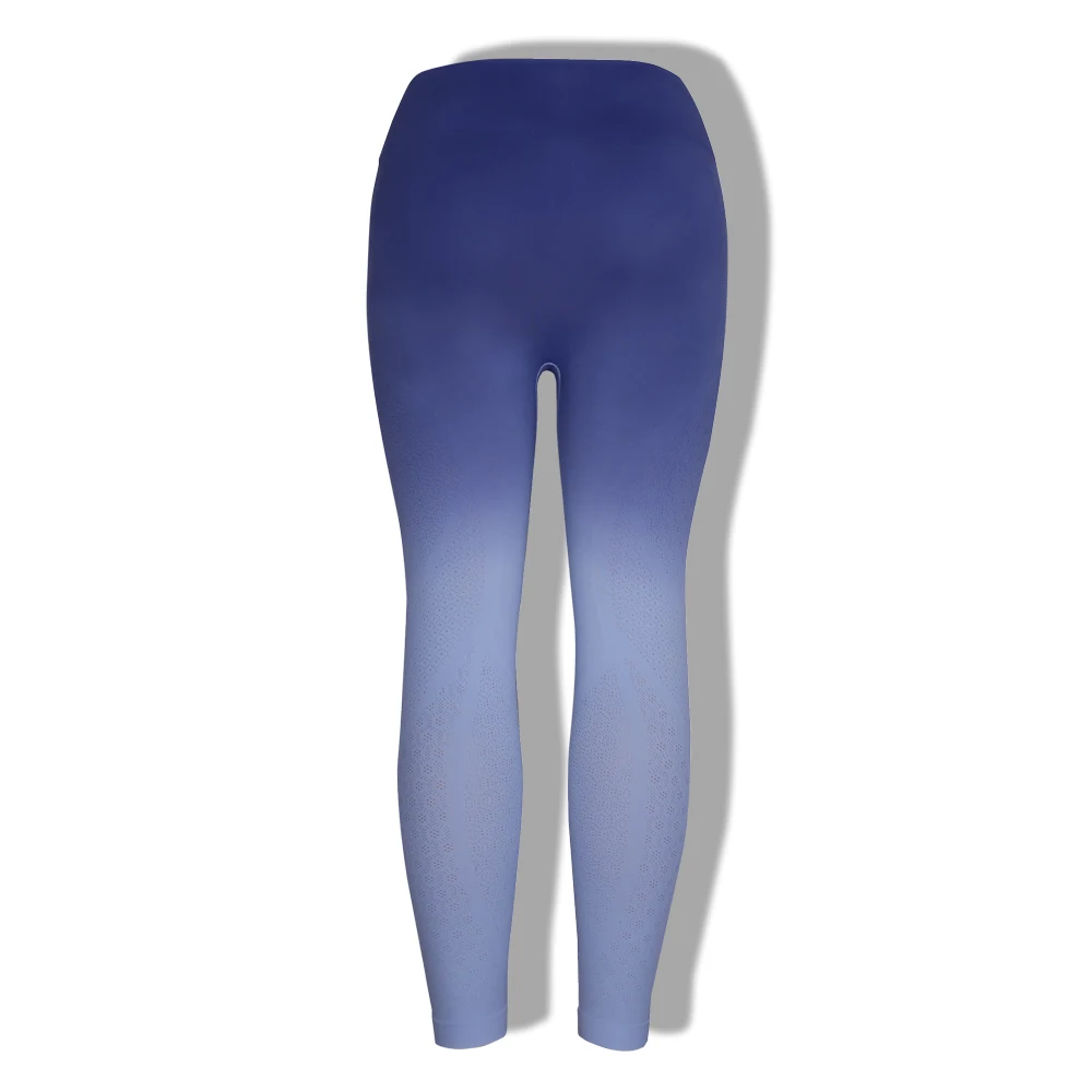 Recycled Yarn NVGTN Supplier Sportswear Seamless Woman Ribbed Leggings Blue Control Through Leggings