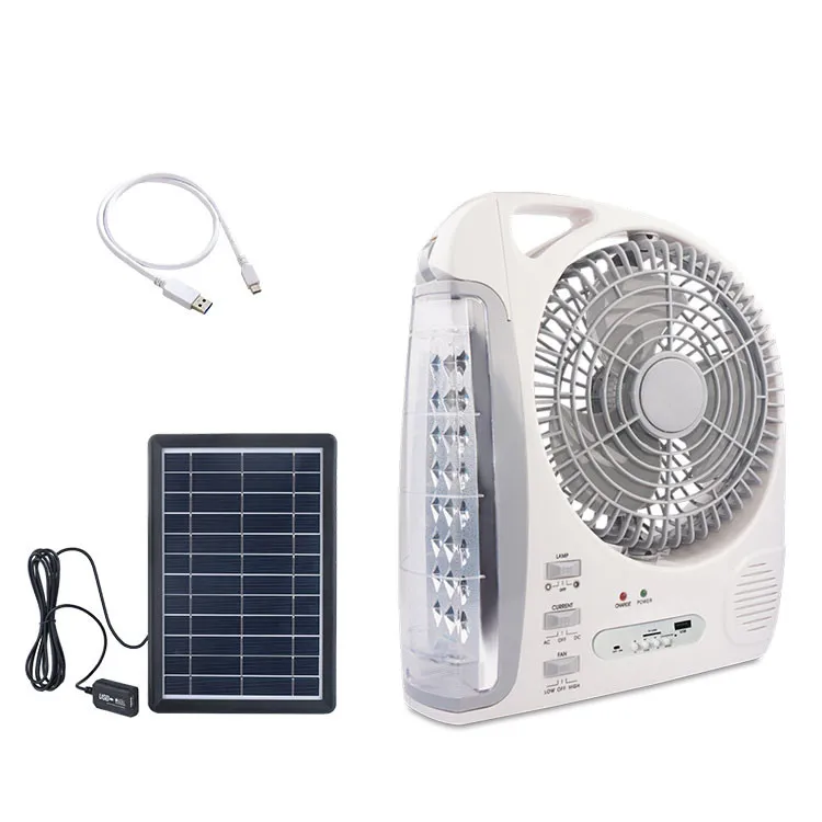 Small Mini 8 Inch 6 in 1  Rechargeable Solar 12V Portable Mini Desk Electric Fan With Solar Panel