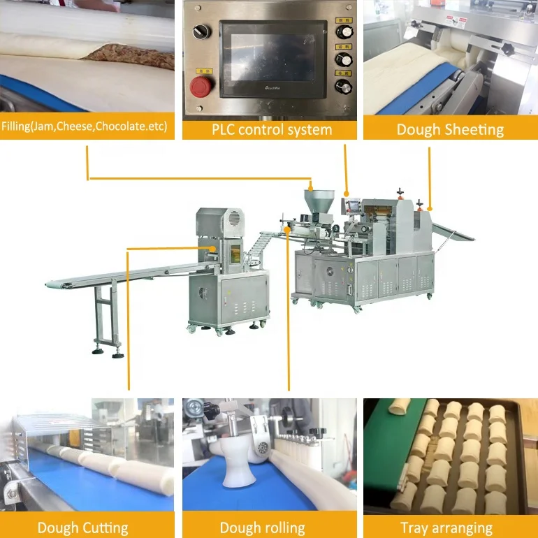 Guangzhou Factory Loaf Toast French Bread Production Line Dough Roller Machine Electric Baking Bread Making Machine
