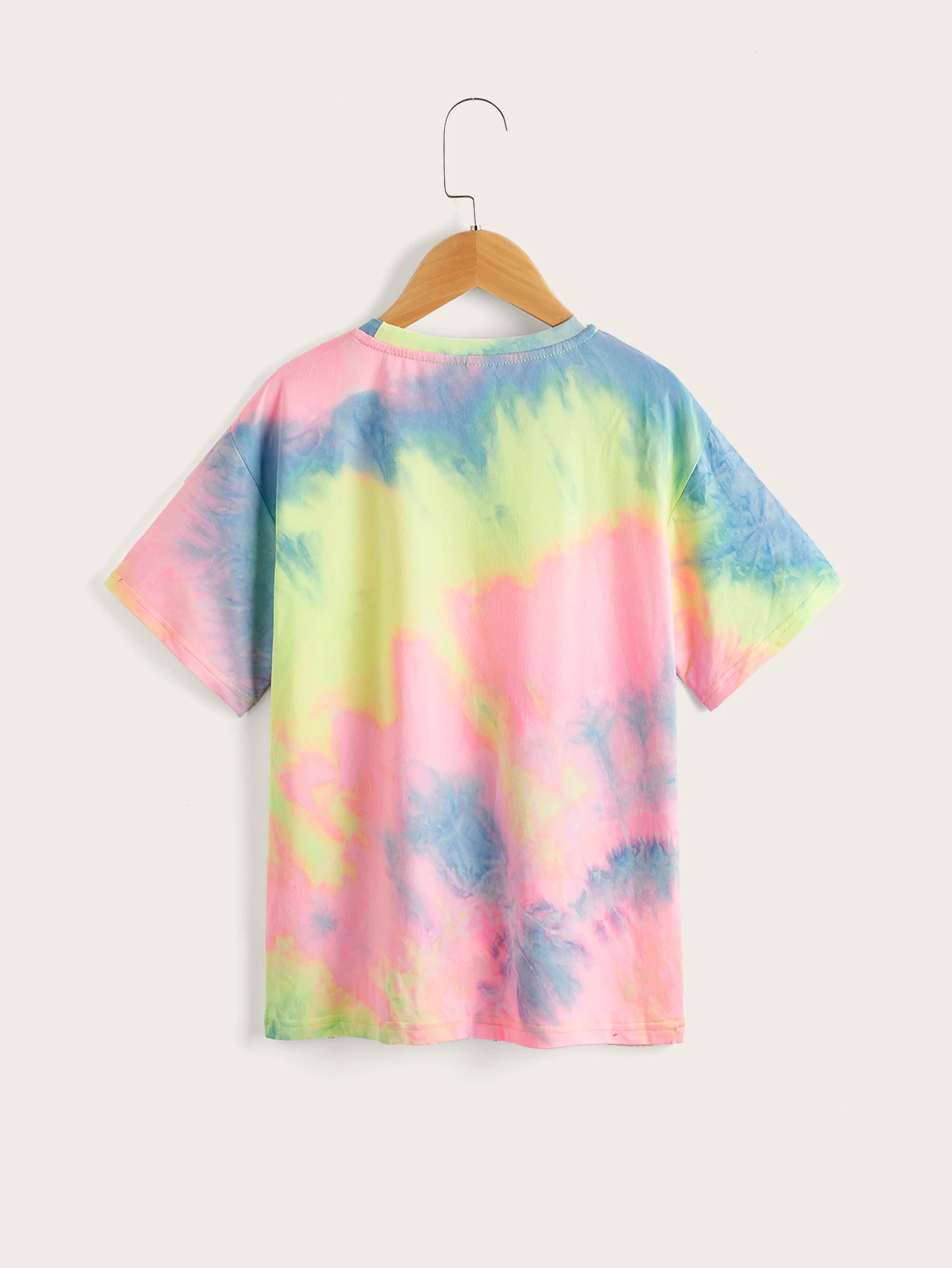 Vintage Girl Tie-dye Tshirt Short Sleeve Unisex Kids Tops Children Casual T Shirts For Summer Size 8-14 Years