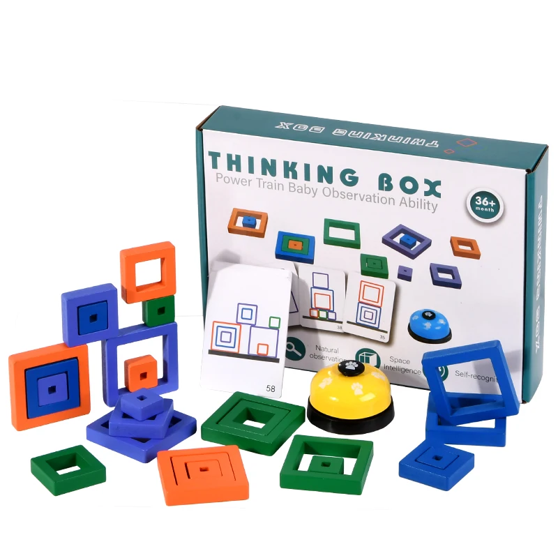 2023 New Trending Wooden Cube Stacking Puzzle Baby Educational Toy Battle Thinking Training Toys Cube Box Game