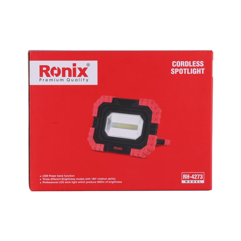 Ronix in stock RH-4273 rechargeable battery light 3.7v Cordless Spotlight Outdoor Wall Spotlight working light
