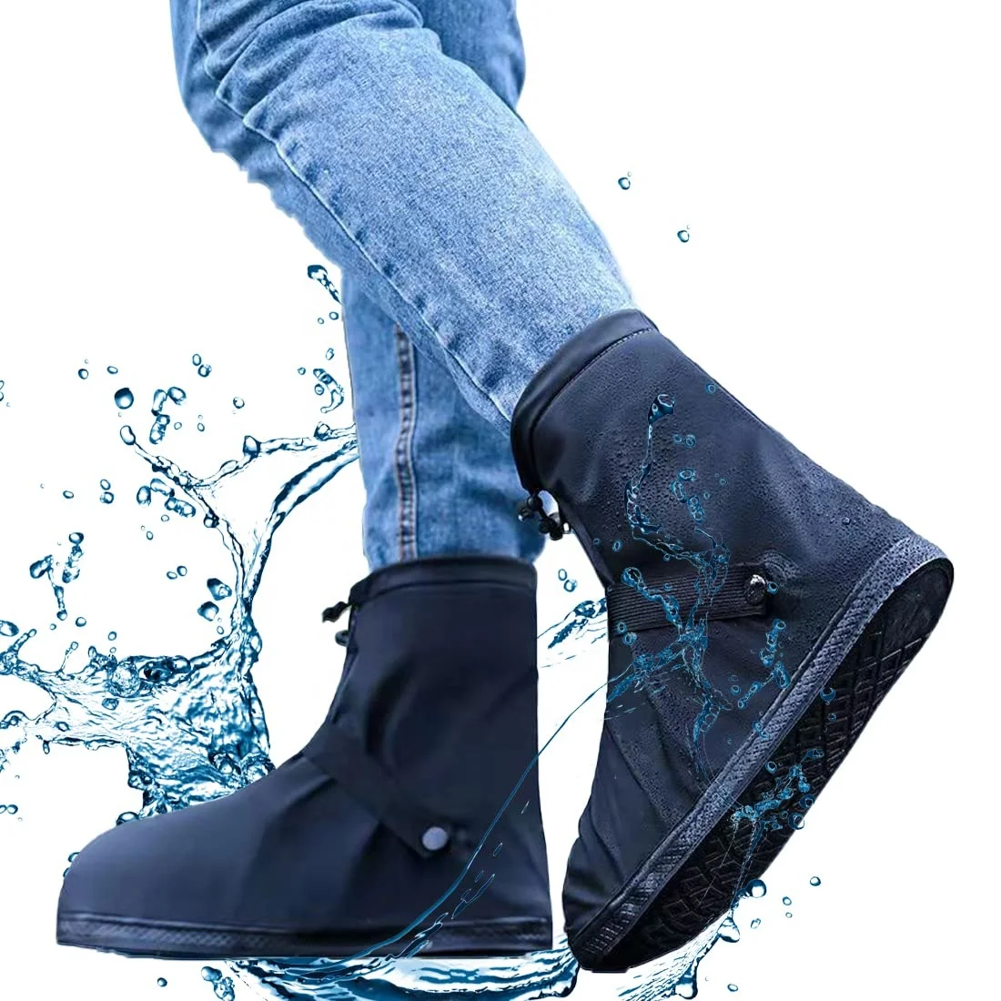 Durable Shoe Covers with Zipper  Version Waterproof Shoe Covers for Rainy and Outdoors Garden etc, Rain Boots for Men Women Kid