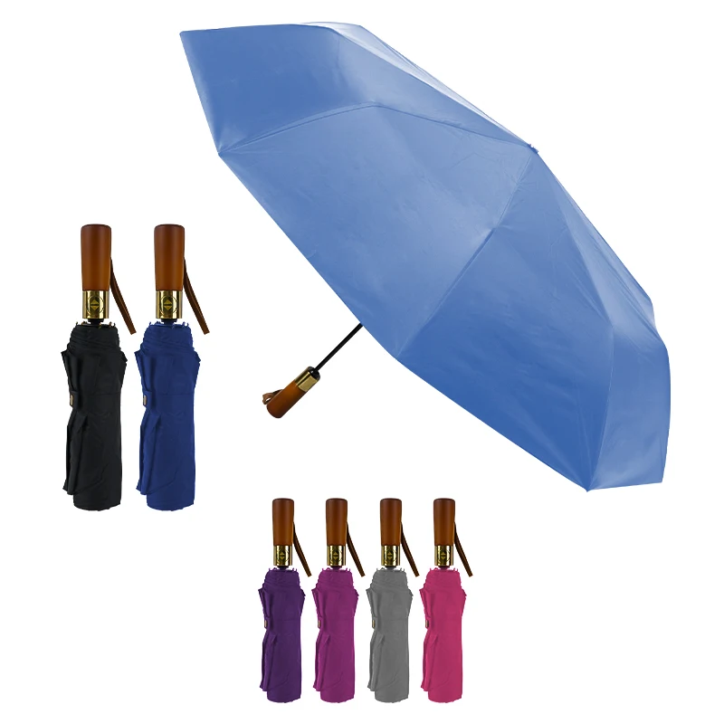 Good Quality Automatic Outdoor Automatic Umbrella Automatic Folded Wooden Handle Folded Umbrella For Adults