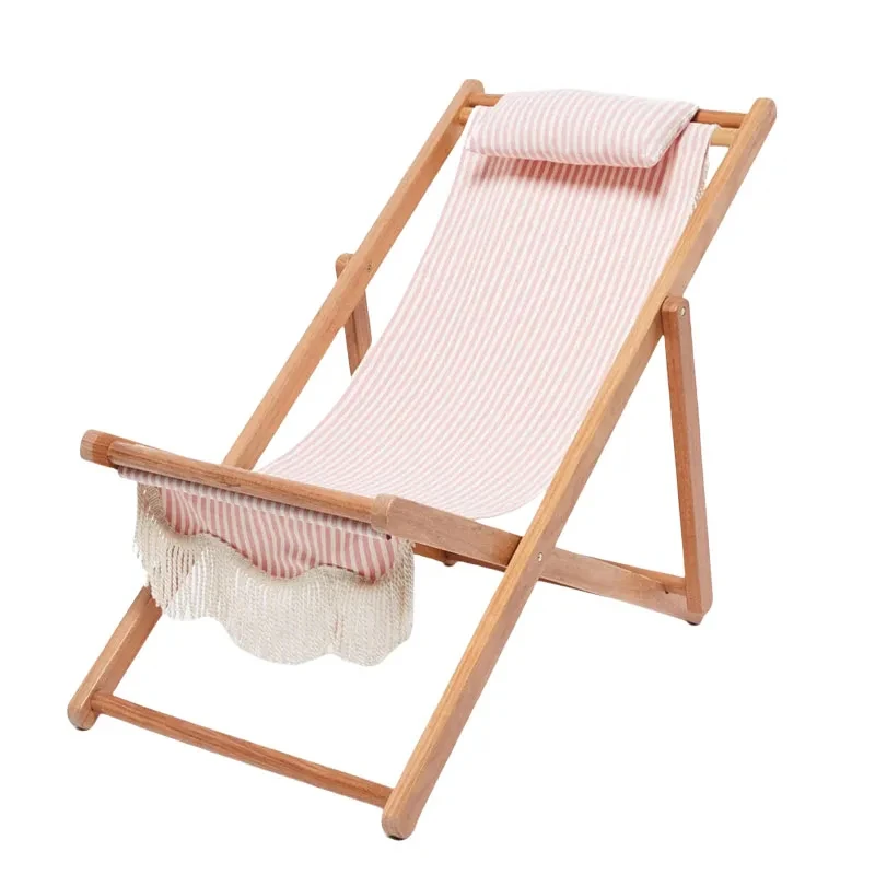 Premium Outdoor Beach Umbrella Set with Fringed Wooden Parasol, Comfy Chairs & Canvas Terry Tote Bags