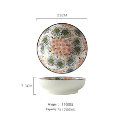 9inch Ceramic Big Soup Deep Bowl for Kitchen Direct Supplier Wholesale Ceramic Salad Mixing Bowls