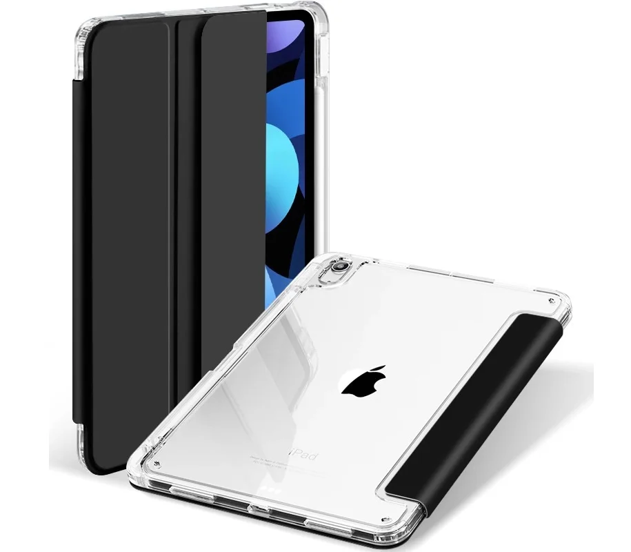 Магнитная прозрачная кожаная крышка для планшета нового iPad Air 11 предлагающая тройную подставку и автоматические возможности сна/пробуждения