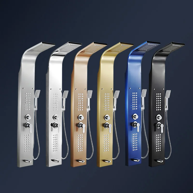 Gold and nickel brushed shower panel column tower 304 stainless steel waterfall spa shower wall panel shower panel