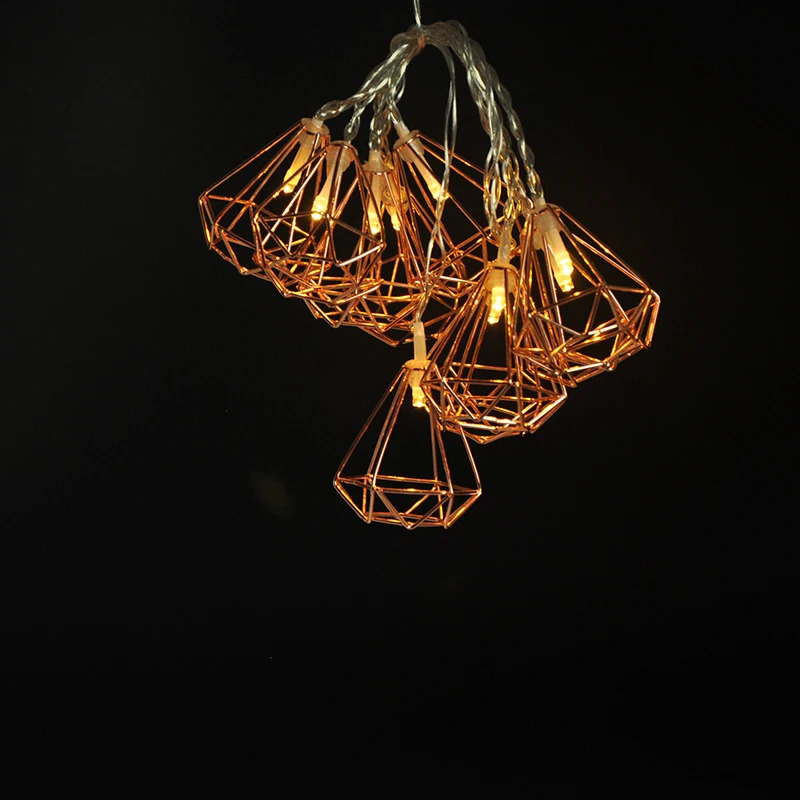 Christmas decoration LED string light with Triangular metal cone decos for indoor home bedroom curtain decor