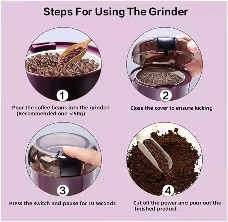 Multi-functional Mini Silent Blade Coffee Grinder Expresso Stainless Steel Electric Coffee High Quality Bean Grinder