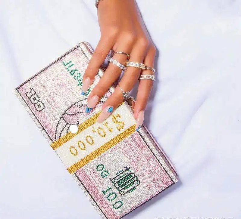 
Wholesale Ladies Hair Hoop luxury rhinestone money bags purse fashion design new shape USA money purse for women evening bags 