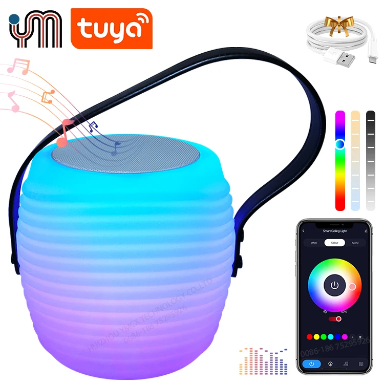 Smart Color-changing Portable Wireless Speaker Lamp wireless music light with Dimmable Function