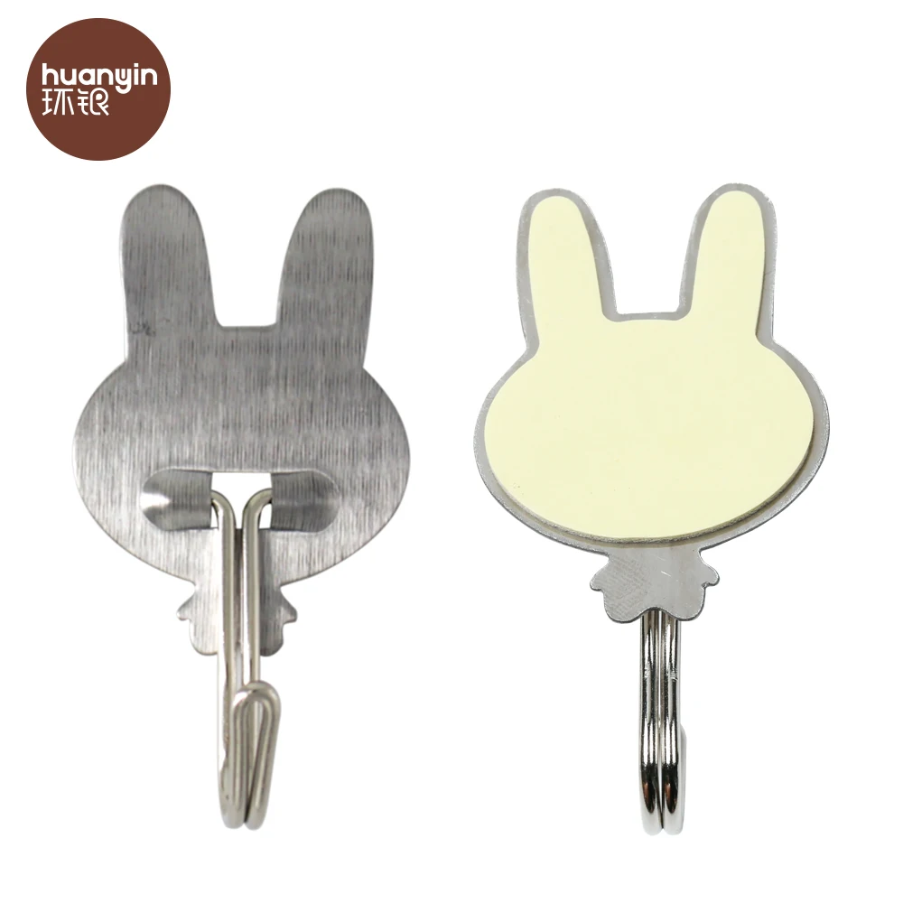 HY-0412 2023 new style rabbit stainless steel adhesive wall hooks