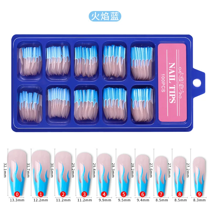 European and American long ballet tips Wear a small blue box full sticker Ballet False Nails Color Solid press on Nail Patch