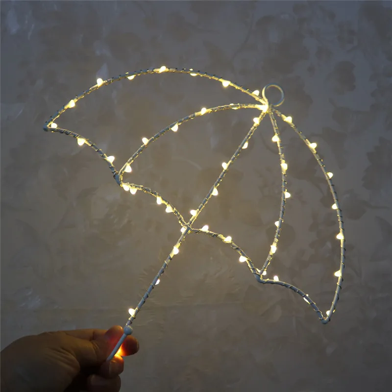 Led Wall Hanging Iron umbrella Living Room Birthday Battery Operated Kids Bedroom Party Night Light