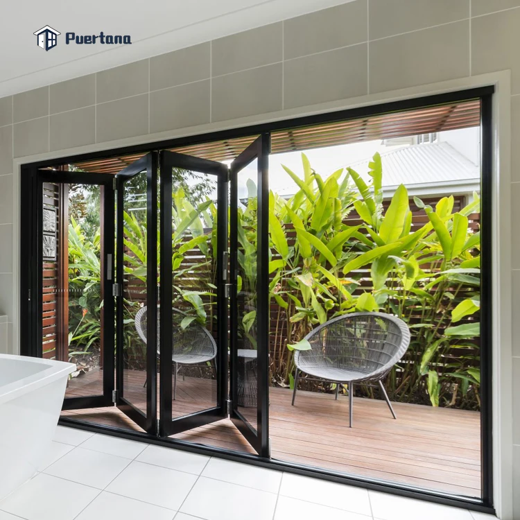 Hurricane Impact Patio Bifold Doors / Soundproof 2 Panel Aluminium Folding Doors For Exterior Entrance