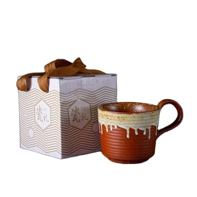 350ml 12oz Japanese Style Ceramic Coffee Mug Retro Personal Handmade Cup With Handle Vintage Coarse Pottery Mug