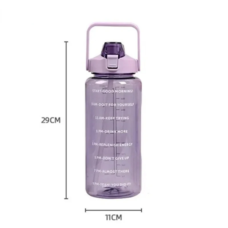 2 Liter Sports Water Bottle With Straw Men Women Fitness Water Bottles Outdoor Cold Water Bottlesc With Time Marker Drinkware1