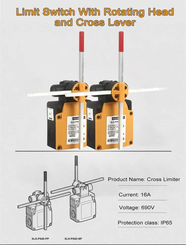 Double Speeds 360 Degree Limit Switch with Rotating Head and Cross Lever
