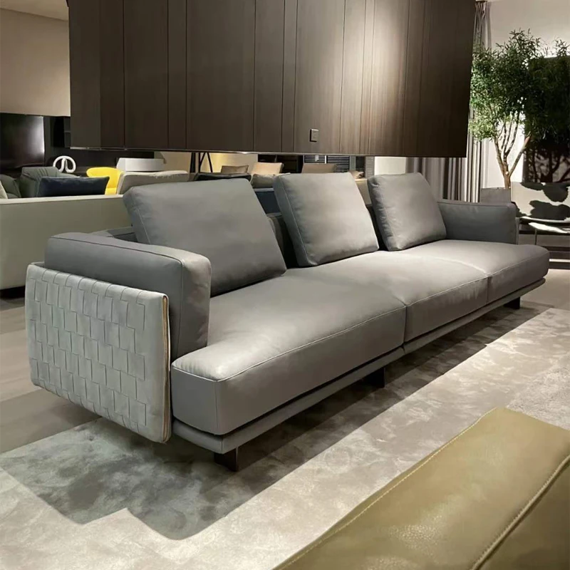 PALISI High quality High end Italian Leather Sofa Set Furniture Modern 4 seat Genuine leather couch set living room