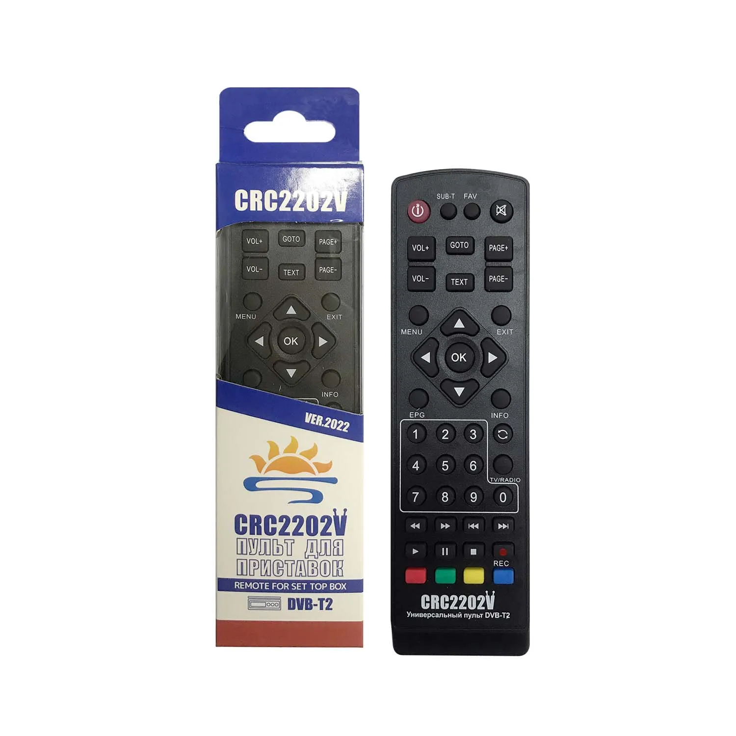 CRC 2202V Popular model replacement remote  suitable for DVB-T2 +2  for set box with English, Russian manual