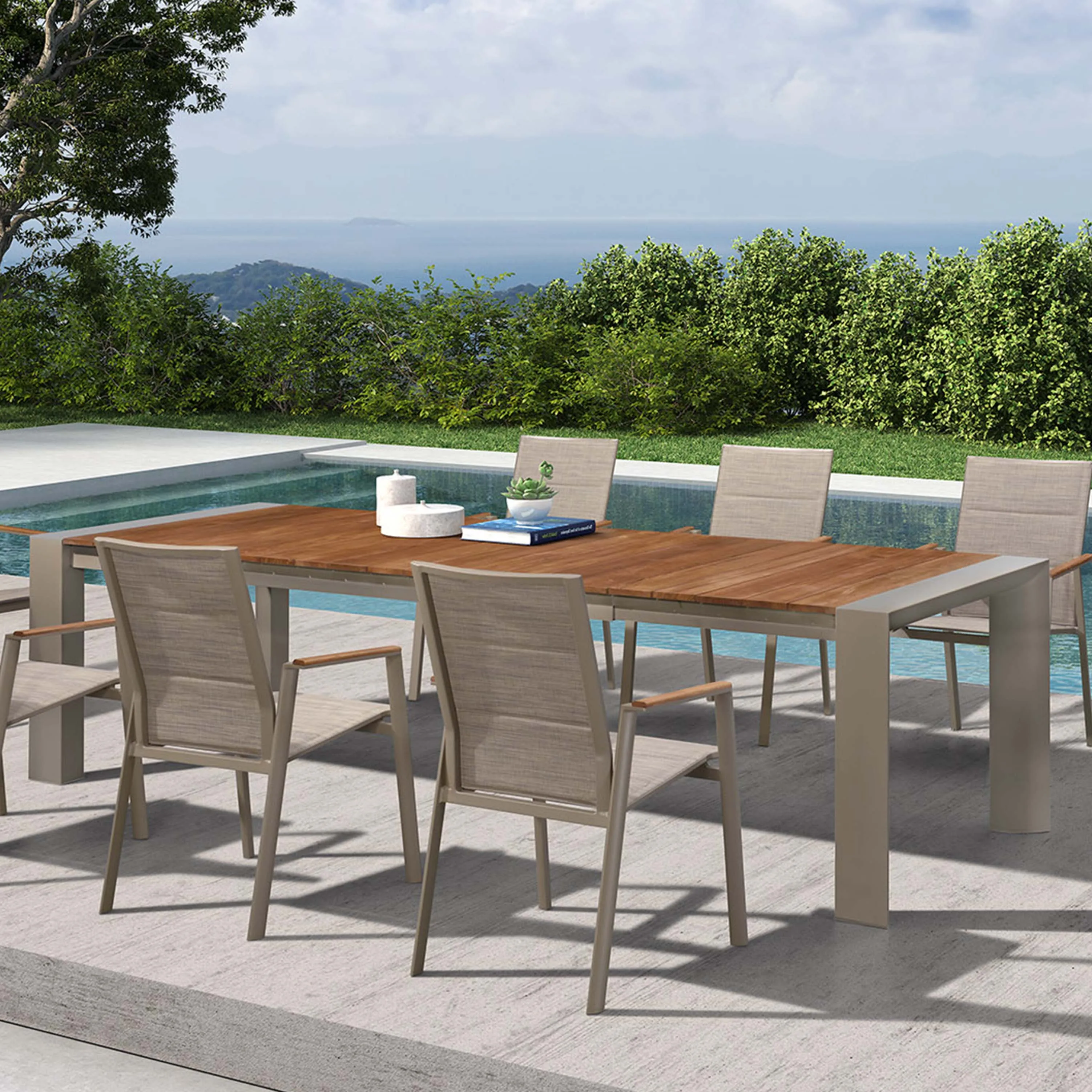 Good Quality Extension Garden Rectangle Table Outdoor Dinning Table Restaurant