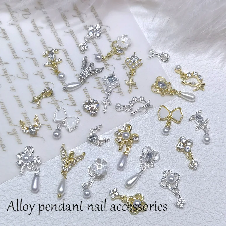 Nail Art Accessories Bowknot Flower Pendant Series 3D Alloy Diamond Nail Decorations